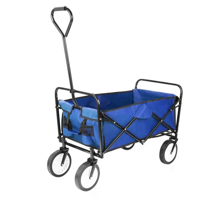 Bolderkar - Tuinwagen - Opvouwbare - Stevige Transportkar 110L - Heavy Duty Camping Trolley - Grote Wielen - en Waterdicht - Voor Tuin - Strand - en Boodschappen - Blauw