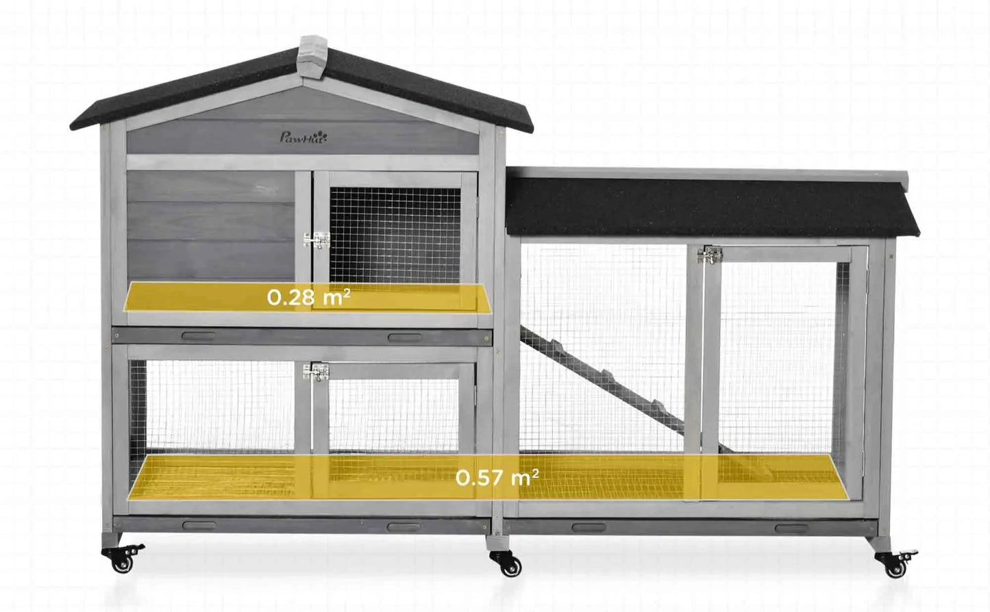Konijnenhok – Konijnenren – Knaagdierenhok – Konijnenkooi – Caviakooi – Ruim 157 cm – Hout en Staal