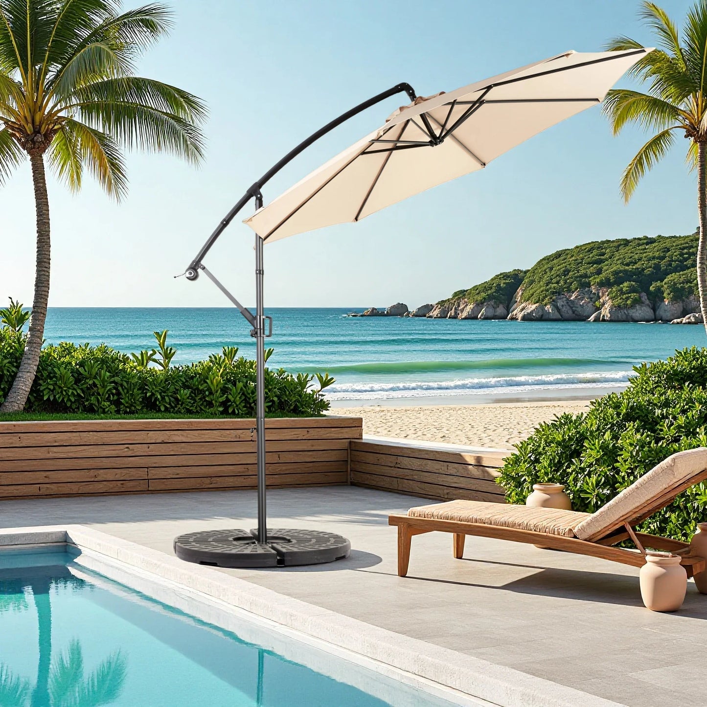 Zweefparasol – Hangparasol – Terrasparasol – Tuinparasol – Balkonparasol – UPF50+ Bescherming – Ø 2,6 Meter Diameter