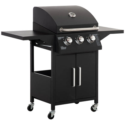 Gasbarbecue – Buitenbarbecue – Grill – Barbecuewagen – Compact – 3 Krachtige Branders – 41x24 Cm Grilloppervlak - QUORE