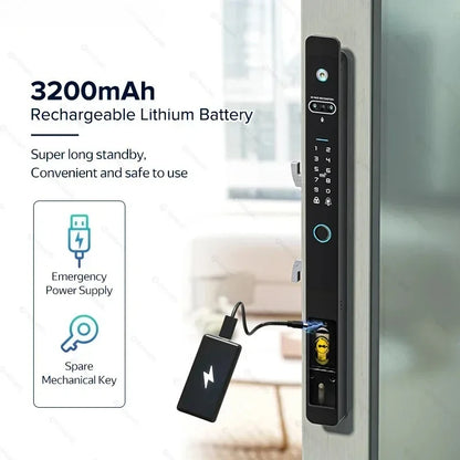 Slimme Deurslot – Elektronisch Slot – Biometrisch Slot – Vingerafdruk Slot – Elektronisch Deurslot – 6 Ontgrendelmethodes – IP66 Waterdicht Zinklegering - 3585 - Zilver