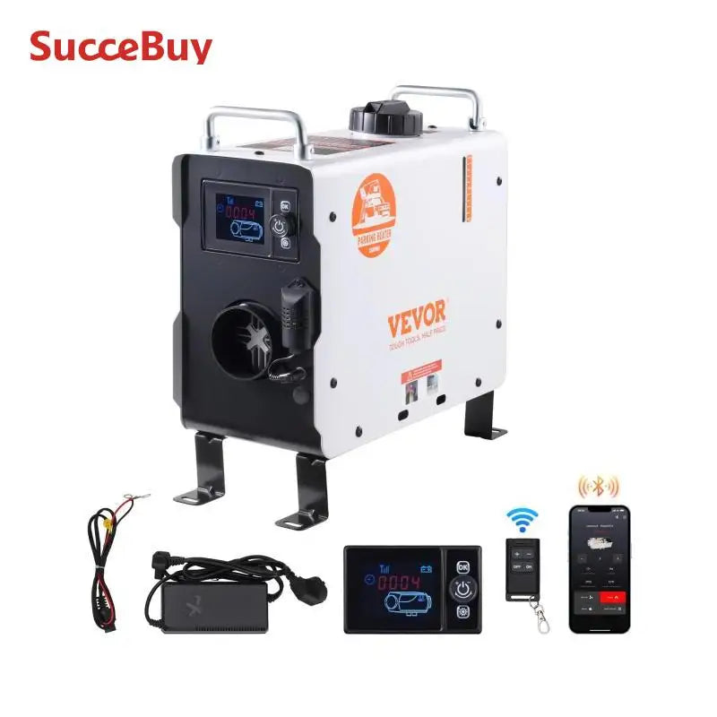 SucceBuy 2KW Diesel Heater 12V/24V All in One Diesel Air Heater W/ RemoteControl Display Screen CO Alarm for Vehicle and Outdoor - QUORE