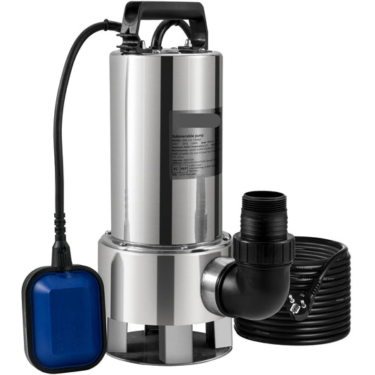 Dompelpomp - Waterpomp - Pomp - Vuilwaterpomp - 1300W - RVS - 20000L/H - met 10 Meter Snoer - voor Kelder, Zwembad en Vijver