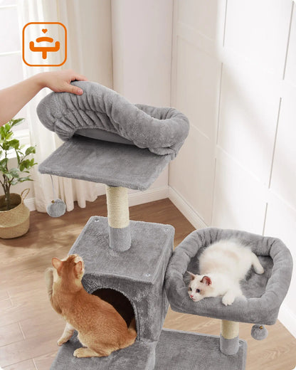 Krabpaal - Krabton - Krabmeubel - Kattentunnel - Kattenspeelgoed - 199cm - Inclusief Grote Ligplaats en Afneembare Hoezen – Lichtgrijs - QUORE