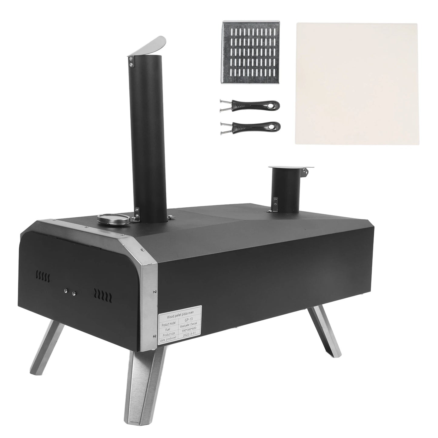Draagbare Pizzaoven – Houtgestookte Oven – Outdoor Oven – Houtoven – Campingoven – Roestvrij Staal – Tot 400°C