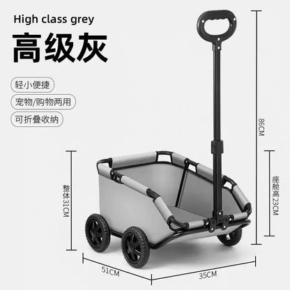 Hondenwagen – Hondenbuggy – Wandelwagen – Dierenbuggy – Huisdierenbuggy – Grijs – Lichtgewicht Opvouwbaar – Compact Design