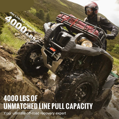 Elektrische Lier - Takel - Winch - Trekkracht van 4000lbs – Stalen Kabel – Draadloze & Bedrade Bediening – Waterdicht – Geschikt voor ATV, UTV & Off-Road Voertuigen