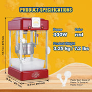 Popcorn Machine - Popcorn Popper Machine - Tafelblad - 300W - 110V/220V - 2,5 Oz - Rood