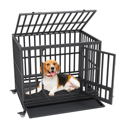 Hondenbench – Hondenkooi – Hondenkennel – Hondenkooi Met Deuren – Verzinkt Staal – 3 Deuren – Draaibare Wielen