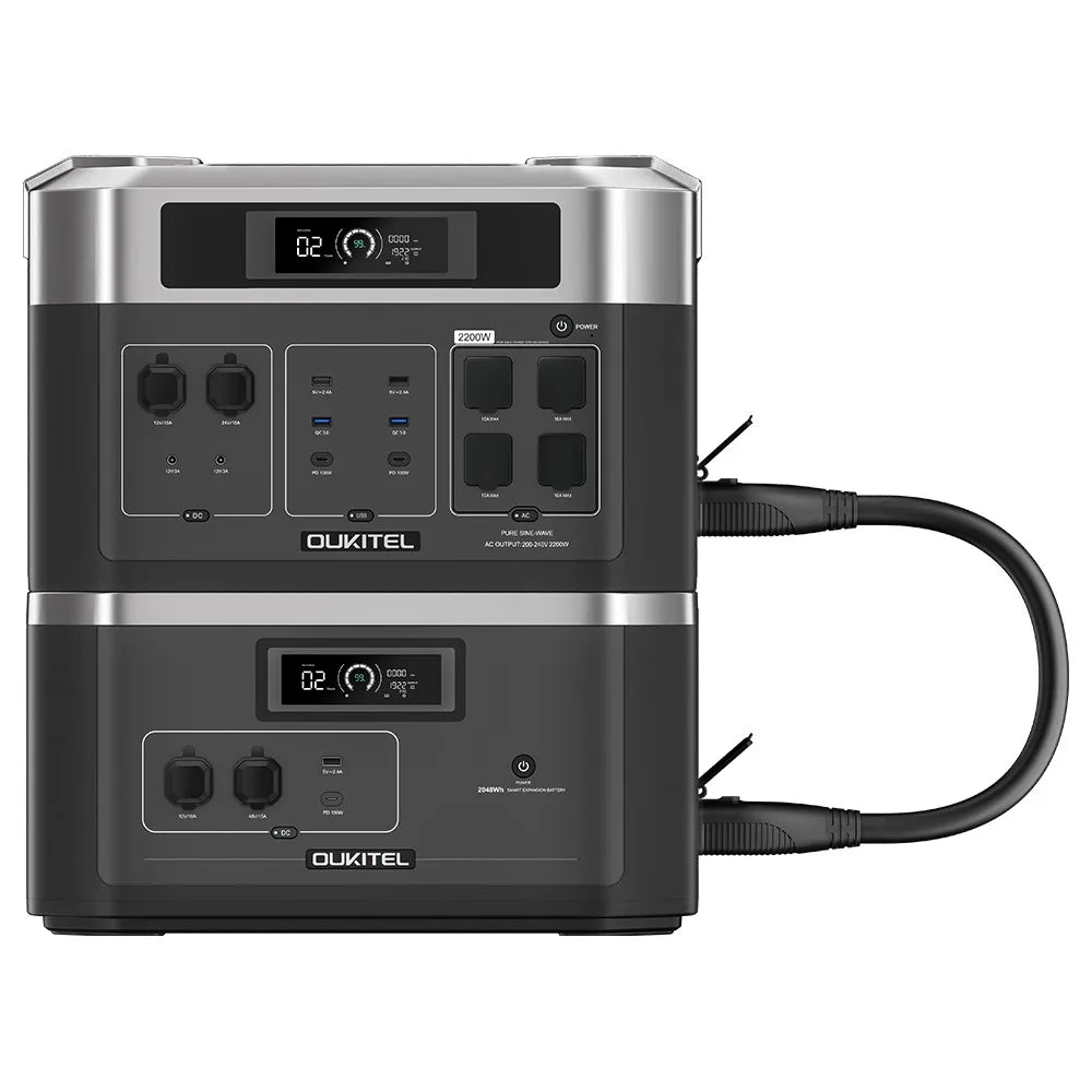 Draagbare Power Station – Noodstroomvoorziening – Mobiele Accu – Zonne-energie Generator – UPS Back-up – 2048Wh Capaciteit – 2200W Pure Sine Wave Inverter