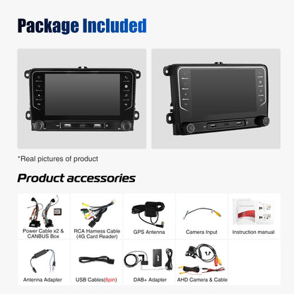ESSGOO Android 14 Wireless Carplay Car Multimedia Player For Volkswagen Skoda Octavia golf 5 6 touran passat GPS WiFi Car Radio - QUORE
