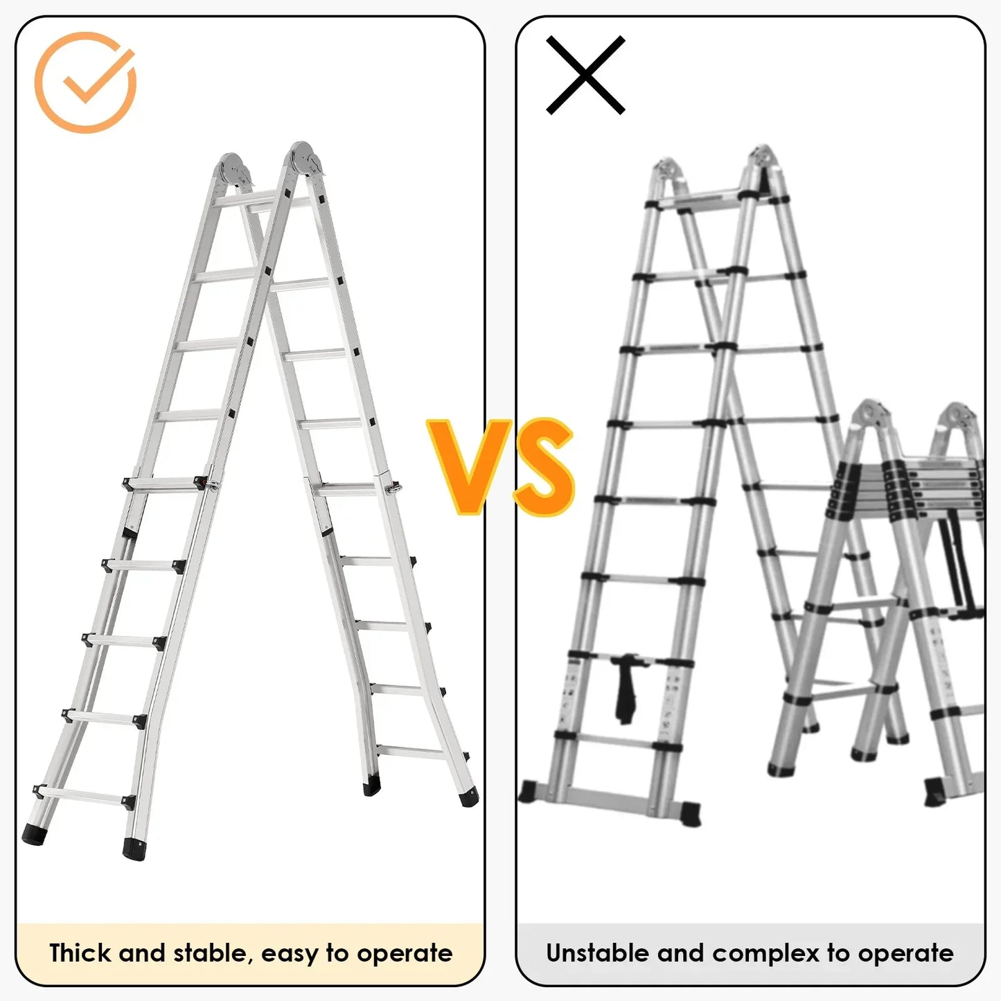 Telescopische Ladder – Vouwladder – Uitschuifladder – Aluminium Ladder – Lichte Ladder – Tot 4,8 Meter – Max 150 Kg Draagkracht