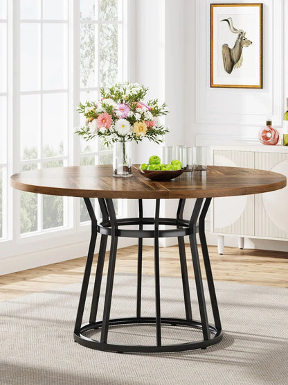 Ronde Eettafel – Ronde Tafel – Eetkamertafel – Family Table – 120 Cm Doorsnede – Stevig Metalen Onderstel - QUORE