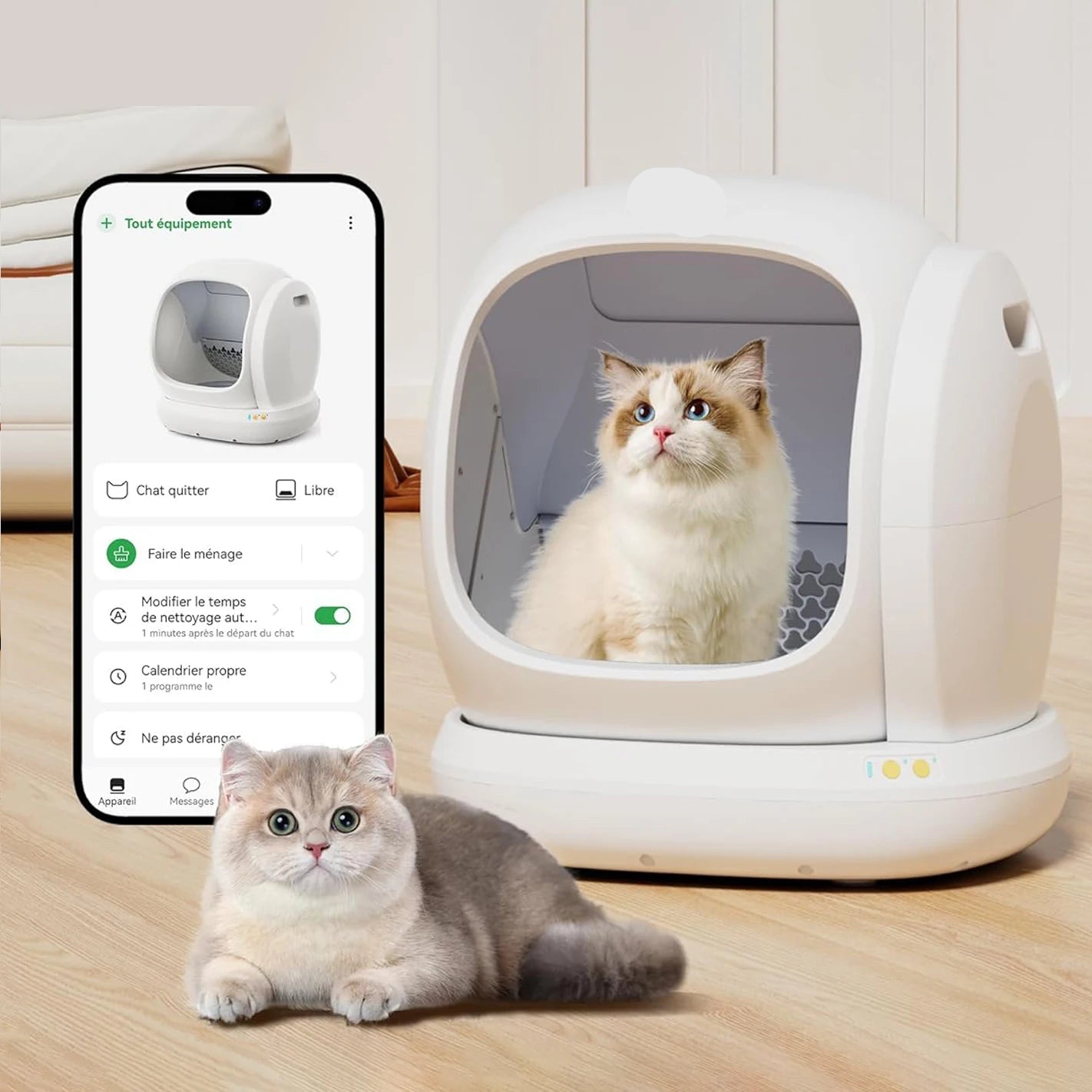 Slimme Zelfreinigende Kattenbak – Automatische Kattenbak – Zelfreinigende Bak – Grote Kattenbak – 75 Liter Inhoud – Dubbel Filtersysteem