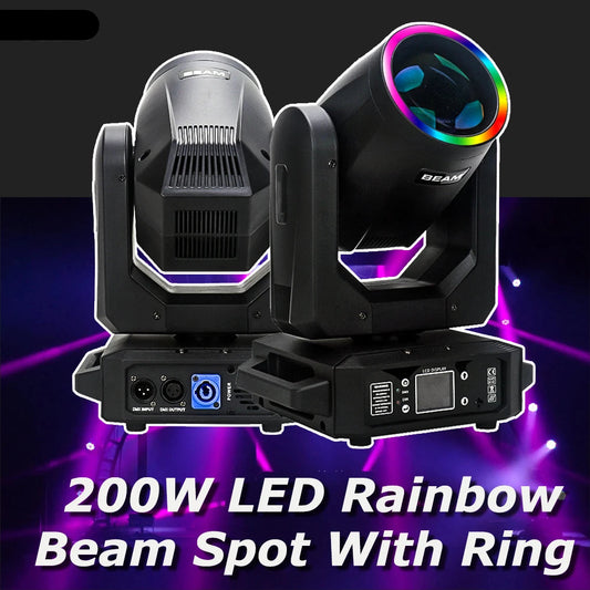 Moving Head – LED Movinghead – Podiumverlichting – Disco Verlichting – DJ Licht – 200W Vermogen – 18 Roterende Prisma’s & 12 Gobo Effecten - QUORE