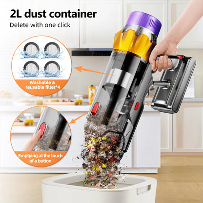 Draadloze Stofzuiger – Snoerloze Vloerzuiger – Handstofzuiger – Accustofzuiger – Zakloze Stofzuiger – 500W Borstelloze Motor – 5-in-1 HEPA Filtersysteem – 50 Minuten Accuduur – Blauw