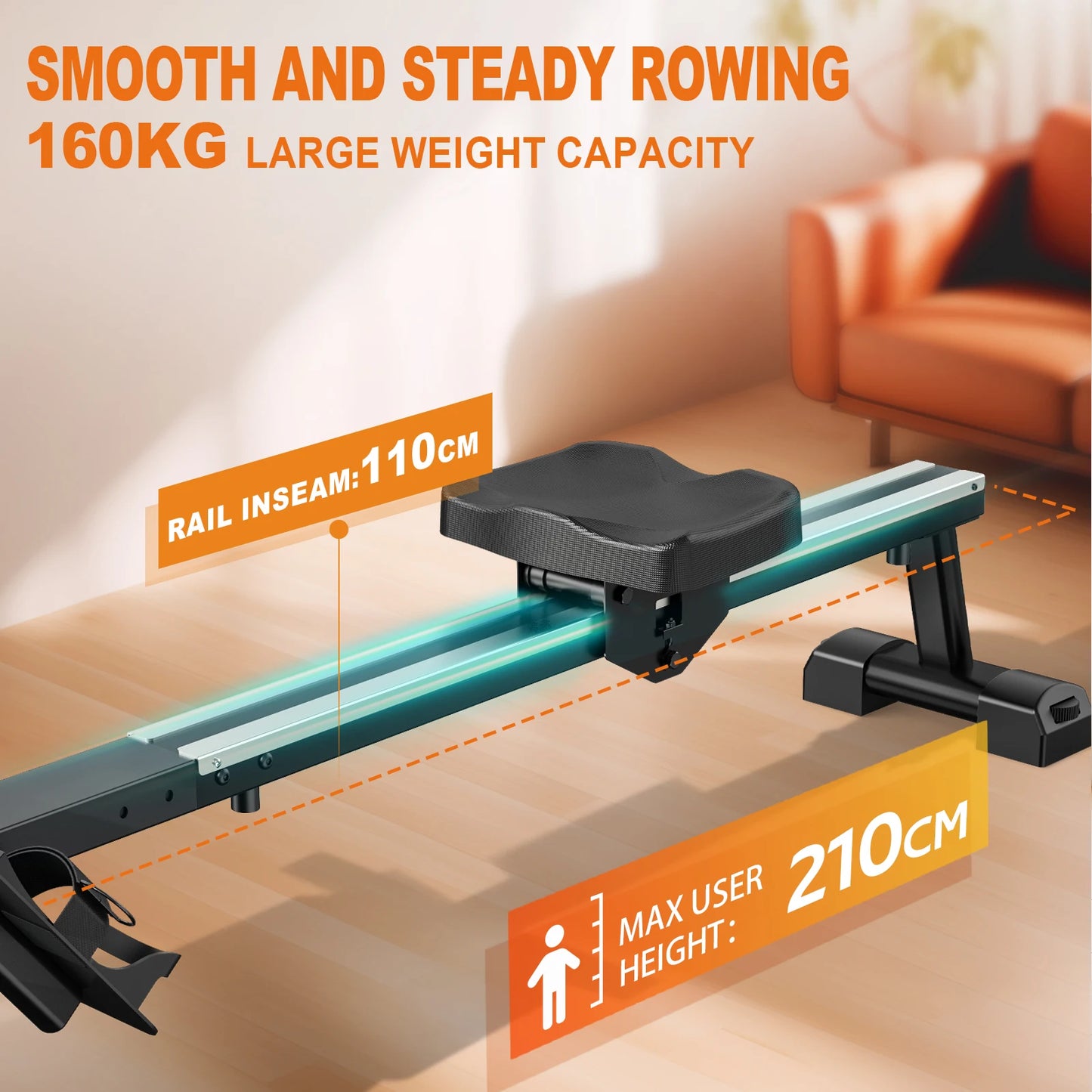 Waterroeimachine – Roeitrainer – Fitnessapparaat – Thuis Trainer – Water Weerstand – Bluetooth Connectiviteit - Blauw