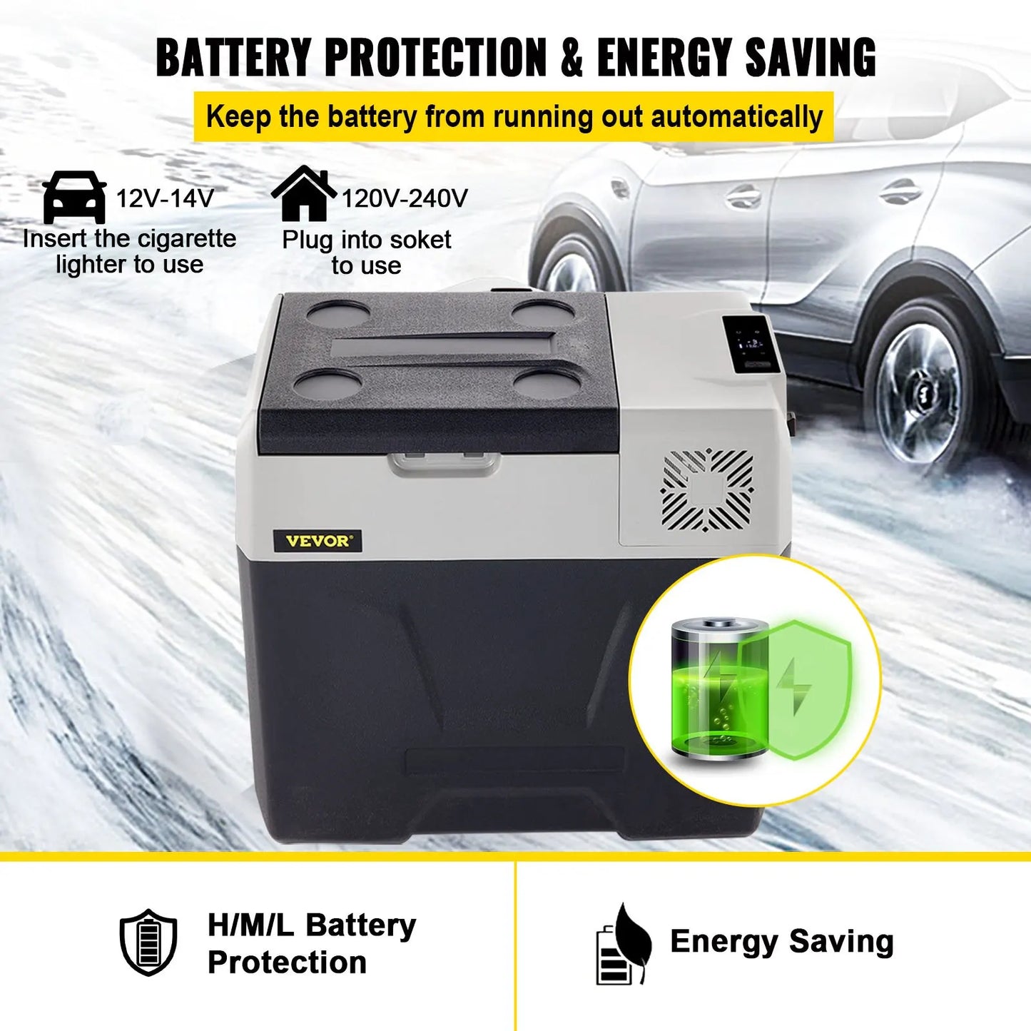 12V Auto Koelkast – Mobiele Koelbox – Elektrische Koelbox – Camping Koelkast – 50 Liter – Snelle Koeling – App Bedienbaar - QUORE