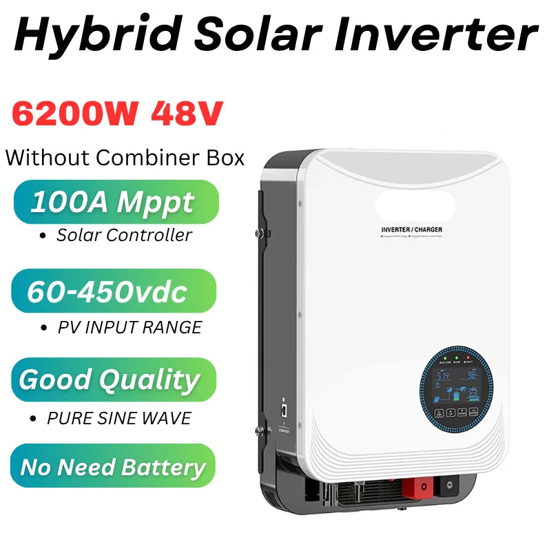 Hybride Zonne-omvormer – Zonne-energie Omvormer – Solar Inverter – Energie Omzetter – 6,2 kW Vermogen – 100A MPPT Technologie