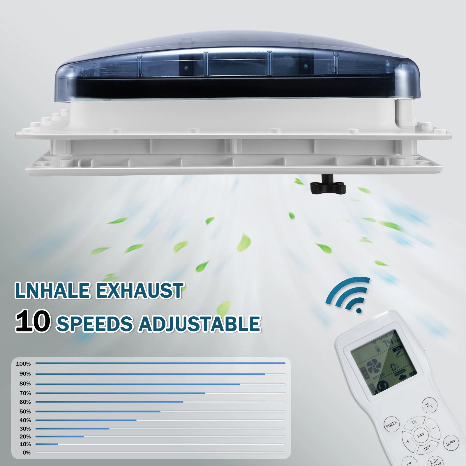 Elektrische Dakventilator – Camper Ventilator – Caravan Ventilator – Dakventilator 40x40 Cm – Regenbestendig – 10 Snelheden - QUORE