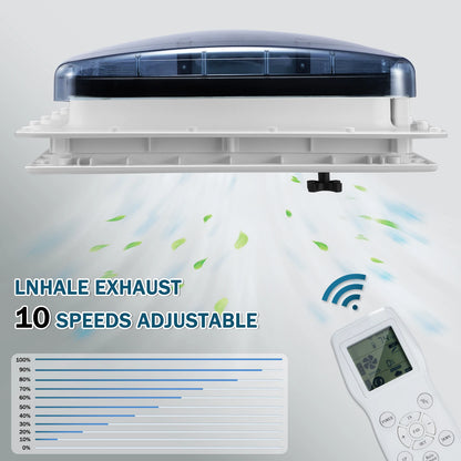 Elektrische Dakventilator – Camper Ventilator – Caravan Ventilator – Dakventilator 40x40 Cm – Regenbestendig – 10 Snelheden - QUORE