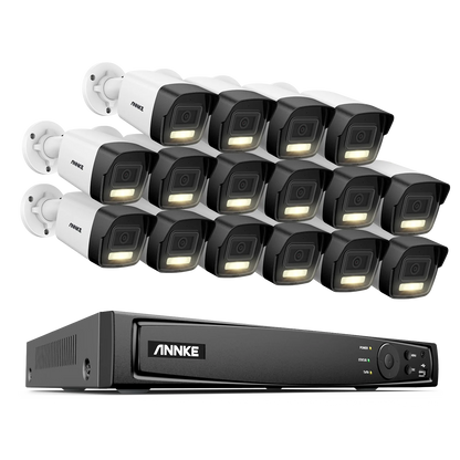 16-kanaals Beveiligingsset – IP Camera Systeem – CCTV Set – Bewakingscamera Pakket – 16 Camera Beveiliging – 12MP Dual-Light Camera’s – 16 PoE Kanalen Met NVR
