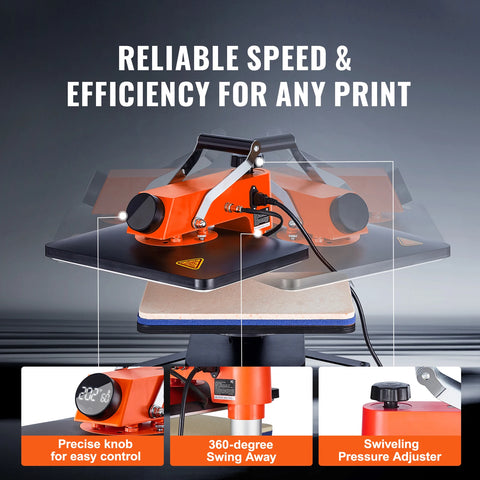 8-in-1 Hittepersmachine - 12x15 Inch Sublimatiepers - T-Shirt Pers - Mok & Hoeden Pers - Hitte Transfer - Zwart