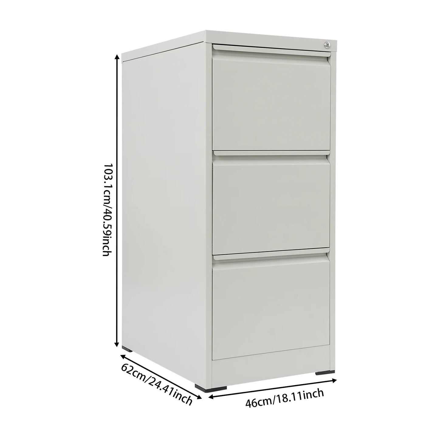 Afsluitbare Ladekast – Metalen Ladekast – Archiefkast – Opbergkast – Kantoorladekast – Stevig Koudgewalst Staal – 3 Laden Met Veiligheidsslot – Compact Verticaal Design