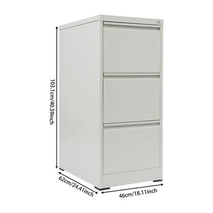 Afsluitbare Ladekast – Metalen Ladekast – Archiefkast – Opbergkast – Kantoorladekast – Stevig Koudgewalst Staal – 3 Laden Met Veiligheidsslot – Compact Verticaal Design