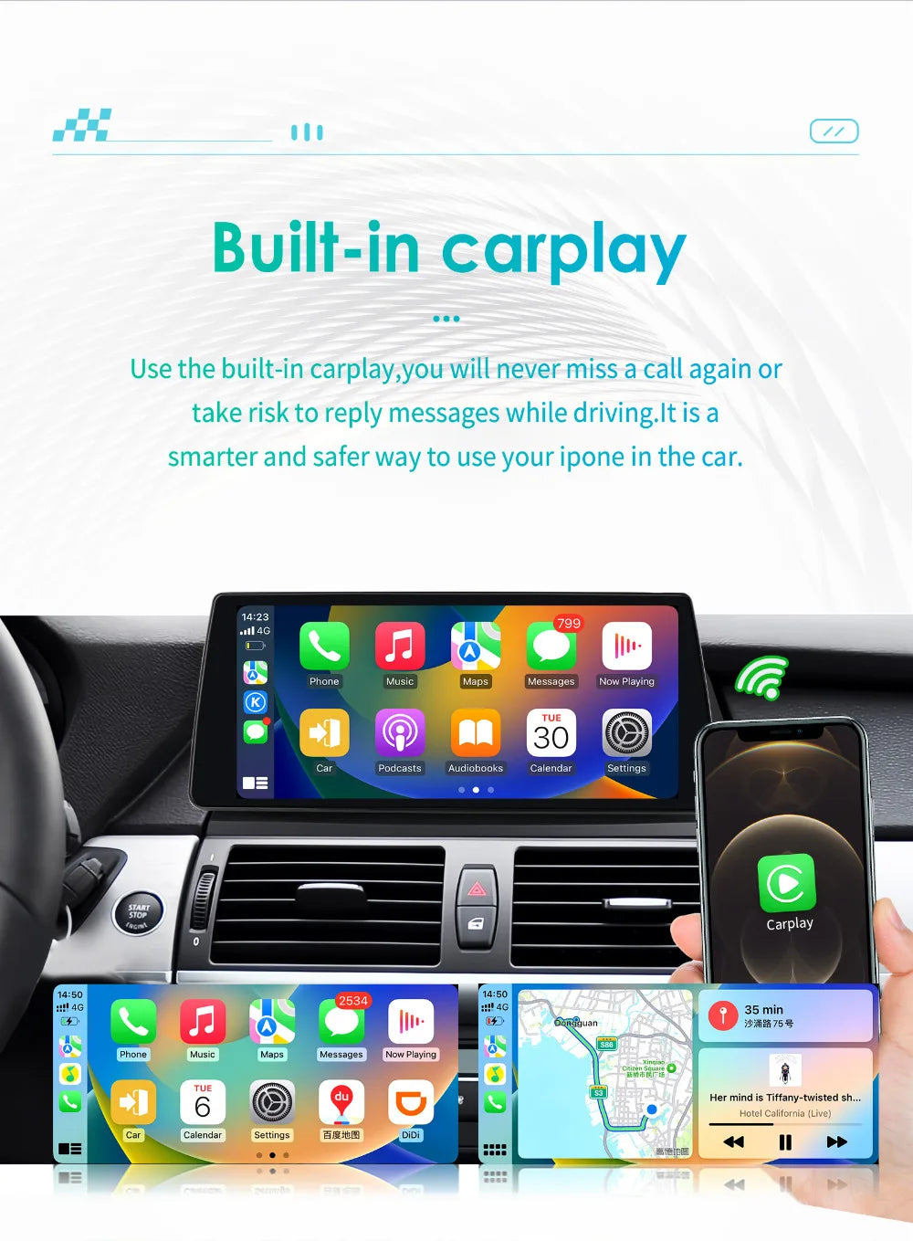 Android Autoran Radio – Multimedia Speler – Touchscreen Navigatie – CarPlay Android Auto – 10,25 Inch Display – Ingebouwde GPS & 4G WiFi