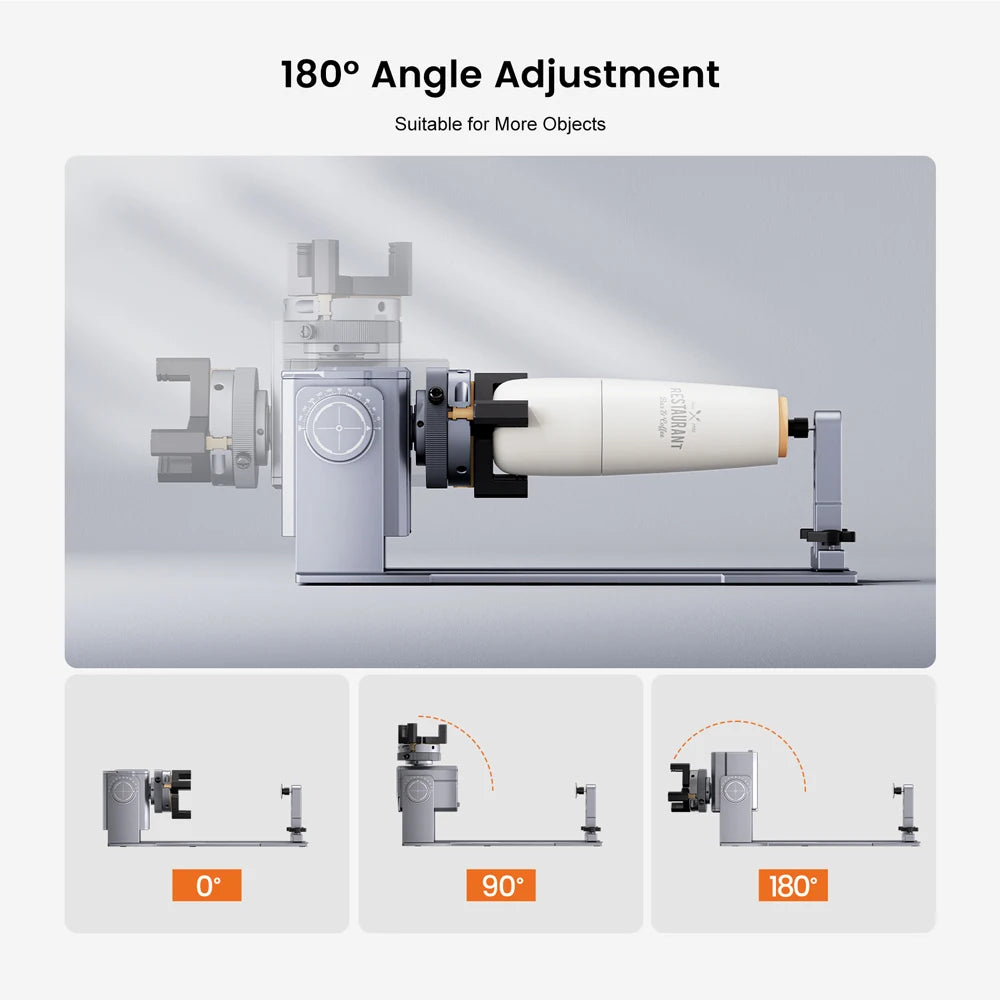 Laserrotary – Rotary Roller – Laser Graveermodule – 3-in-1 Rotary – Roterende Roller – 180° Verstelbare Hoek – Geschikt Voor 95% Graveermachines - QUORE
