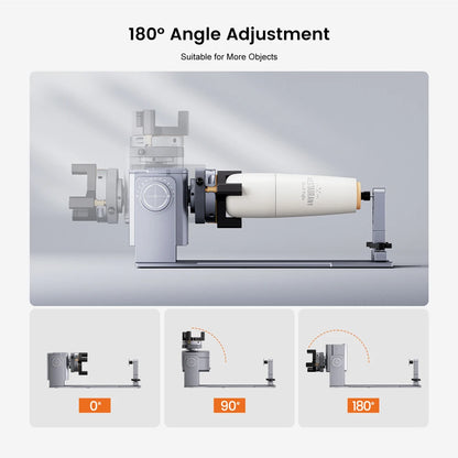 Laserrotary – Rotary Roller – Laser Graveermodule – 3-in-1 Rotary – Roterende Roller – 180° Verstelbare Hoek – Geschikt Voor 95% Graveermachines - QUORE