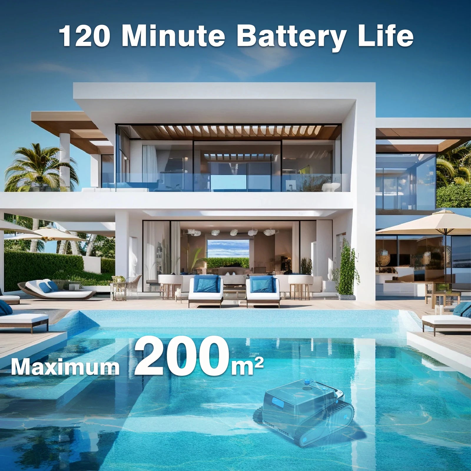 Robotstofzuiger zwembad – Zwembadreiniger – Automatische zwembadrobot – Pool cleaner – Zwembadstofzuiger – Slimme navigatie – 120 minuten batterijduur - QUORE