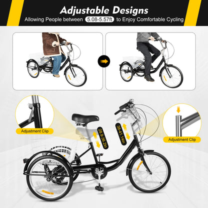 Driewieler – Driewiel Fiets – Stabiliteitsfiets – Seniorfiets – 20 Inch – 8 Versnellingen – Groot Achtermandje