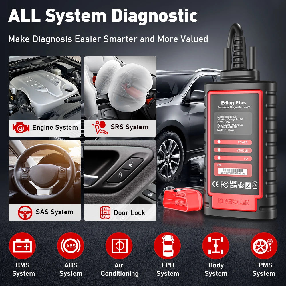 OBD2 Scanner – Diagnoseapparaat – Auto Diagnosetool – Foutcode Uitlezer – CAN-FD Protocol – 15+ Resetfuncties – ECU Codering - QUORE