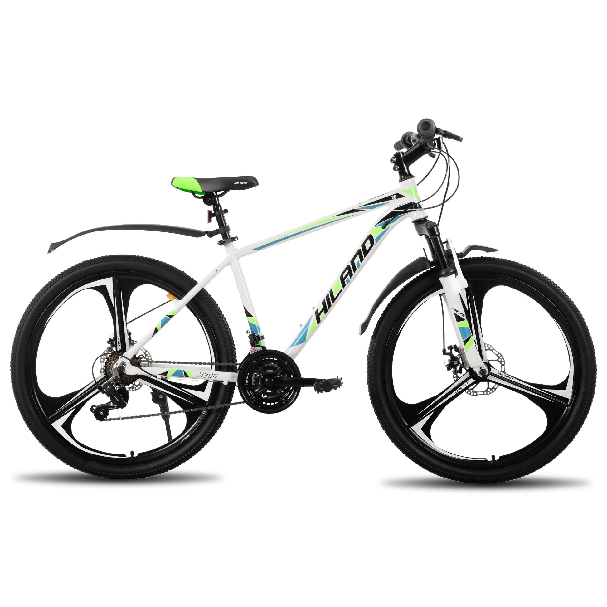 HILAND Mountain Bike, 3 Spokes, 18 Speeds Drivetrain, Aluminum Frame 26 Inch Wheels, Disc-Brake Bike for Men Women Men's MTB - QUORE
