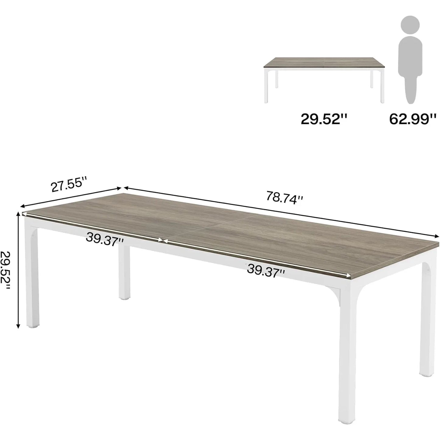 Extra Lang Bureau – Tweepersoons Bureau – Dubbel Bureau – Werkplek Tafel – Computerbureau – Eikenhout – 200 cm Breed – Gedeelde Werkruimte