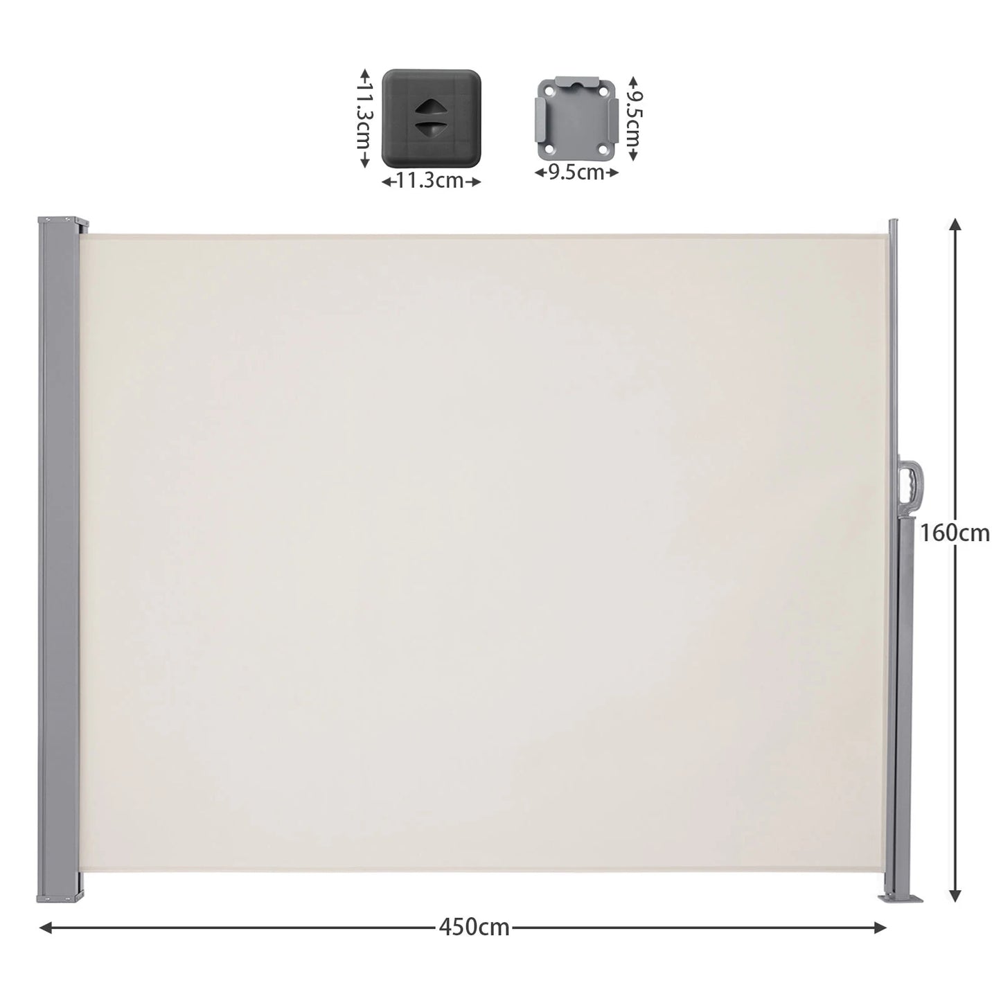 Uitschuifbaar Zijscherm – Balkon Afdekking – Privacy Scherm – Windscherm – Zonwering – Robuust Metalen Frame – Waterafstotend Polyester Doek