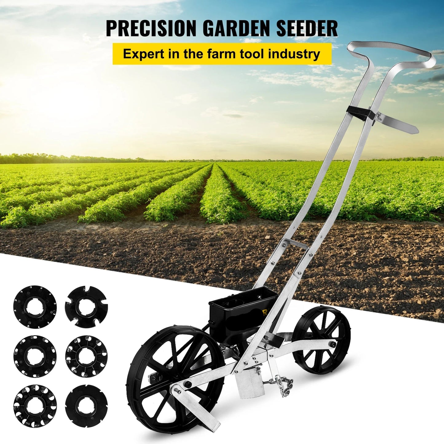 Compoststrooier - Handmatige - Veenmos-strooier met U-greep - Meststrooier - voor Gazon - Tuin - Strooier - Mestzaad - van Metaal - Zaadstrooier -  met Mesh-mand - Gazononderhoud - Bemesting