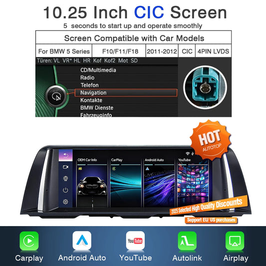 Multimedia Speler – Autoradio – Navigatiesysteem – Touchscreen – Carplay Speler – 10,25 Inch Scherm – Draadloos CarPlay & Android Auto