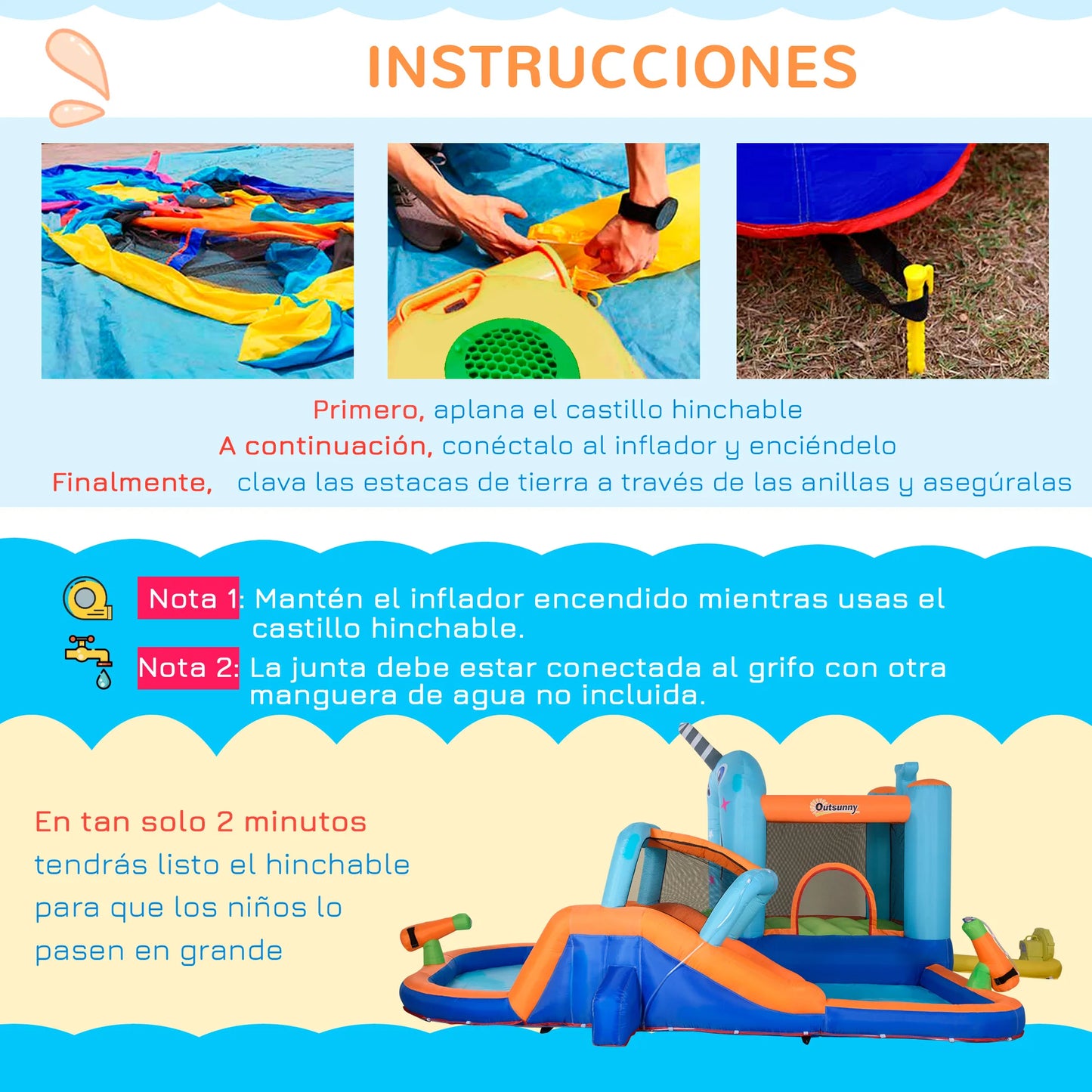 Bouncy Castle met Glijbaan voor Kinderen 3-8 Jaar - Multicolor - 420x370x230 cm - Met Pomp en Draagtas