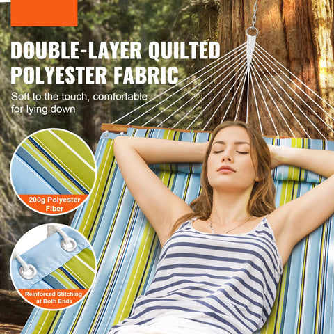 Hangmat - Hangmat voor Twee Personen - Hangmat 2 Persoons - Hanging Chair - Hamac - Hammock Chair -  Gewatteerde hangmat - Afneembaar kussen en kettingen - voor kamperen/tuin/strand - Draagvermogen van 220 k