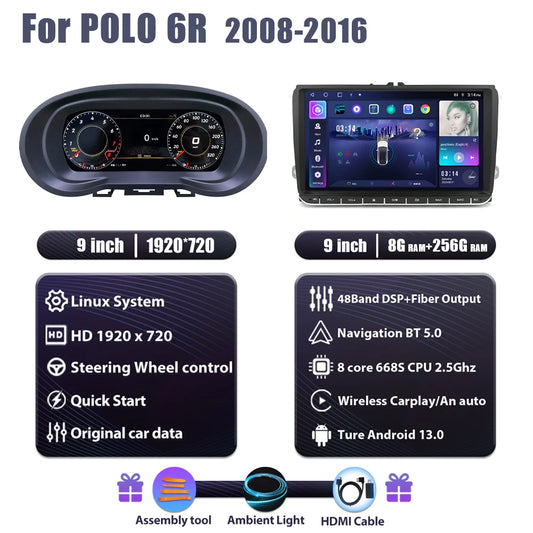 Dashboardpaneel – Digitale Cluster – Auto Display – Interieur Paneel – Cockpit Scherm – 9 Inch HD LCD – Android Navigatie Systeem