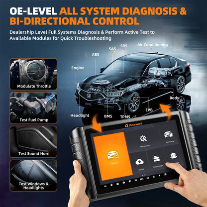 OBD2 Scanner – Auto Diagnostiek – Foutcode Uitlezer – Reset Tool – Bluetooth – Draadloos – 10,1 Inch Touchscreen