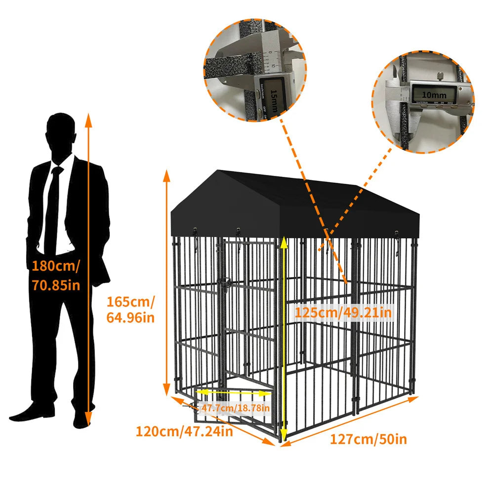 Hondenren – Hondenkennel – Dog Kennel – Hondenhok – Huisdierren – Duurzaam Metalen Frame – Water- En UV-Bestendig Dak - S