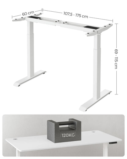 Elektrisch Zit-Sta Bureauframe – Verstelbaar Bureauframe – Hoogte Verstelbaar – Flexibel Werkplek – Stabiel Stalen Frame – Max Draagvermogen 120 Kg – Stil En Snel - QUORE