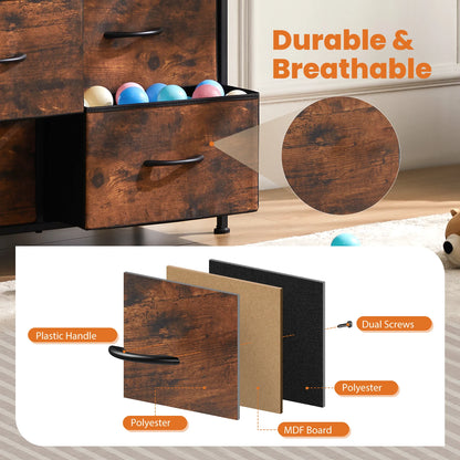 Ladekast - Ladenkastje - met 9 Stoffen Laden – Ruime Dressoir Kast - Stabiele Opbergkast - Compact en Ruimtebesparend - voor Slaapkamer en Kleding - Bruin