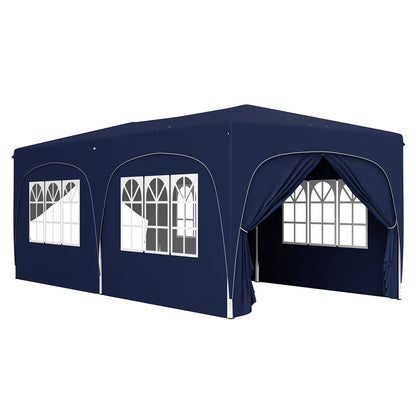 Paviljoen - Tuinpaviljoen - Partytent - Tuintent - Pop-up Kliksysteem - Stabiel - Vouwtent - Opvouwbaar - met Zijpanelen - Waterdicht - Winterbestendig - 50+UV-Bescherming - voor Tuin - Buiten - Achtertuin - Oxford fabric - 3 x 6 m - Donkerblauw