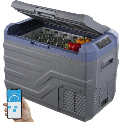 Mini koelkast - Auto Koelkast - Mini Fridge - Frigo - Draagbare Compressor Koelbox - Elektrische Vriesbox - 12/24V DC - 100-240V AC - 750W ± 15% - ≤ 45dB - 37L - 61.8 x 37.6 x 44.2 cm - Grijs