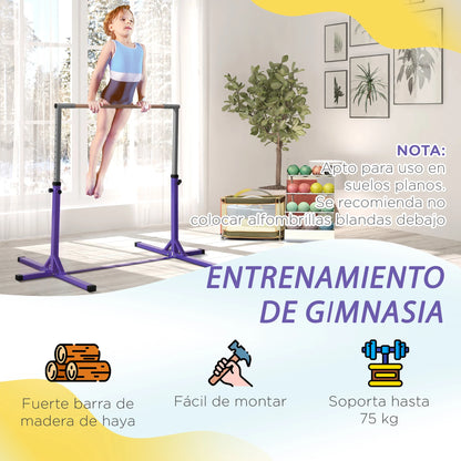 Turnrek – Klimrek – Duikelrek – Rekstok – Gymnastiekrek – Verstelbare Hoogte 92-150 cm – Stalen Frame Met Beukenhouten Stang – Antislip Voetjes